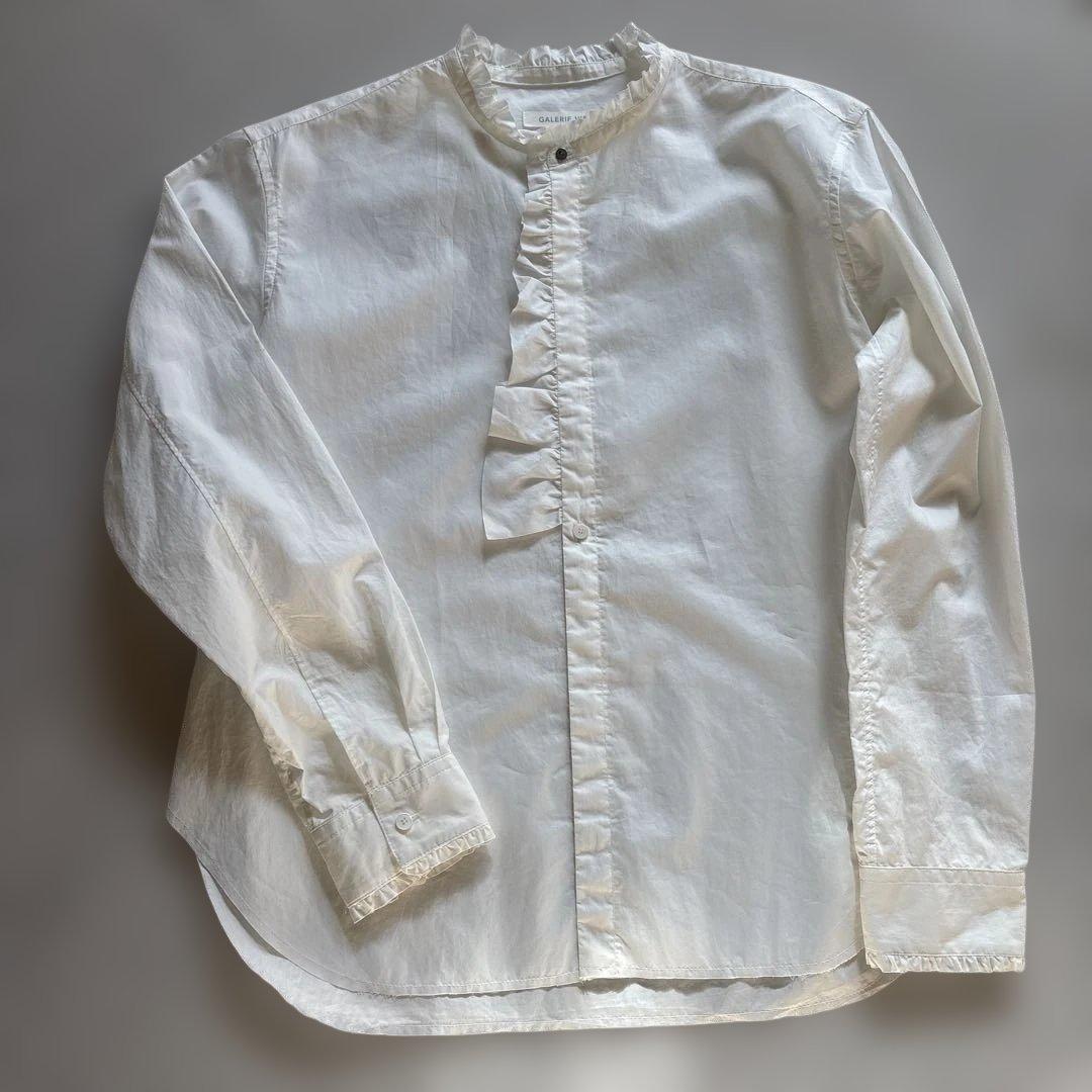 GALERIE VIE コットンタイプライター カットオフフリルシャツ2.6万