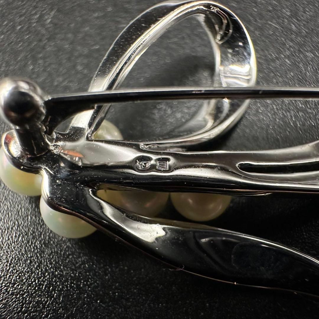 極美品✨　MIKIMOTO ミキモト　パール　ブローチ　ロゴ　希少　1353