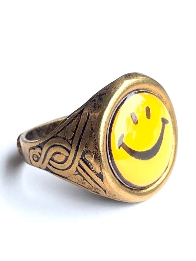 70年代☆スマイリー☆ニコちゃん☆ビンテージリング☆指輪☆ヒッピー☆バイカー