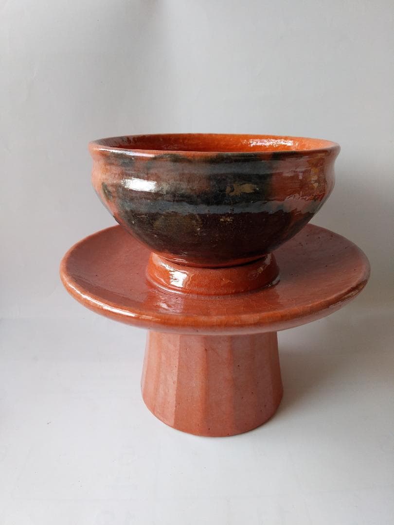 赤楽 天目茶碗 貴人台添エ 川崎和楽 作 赤楽茶碗 共箱 茶道具 抹茶碗 新品