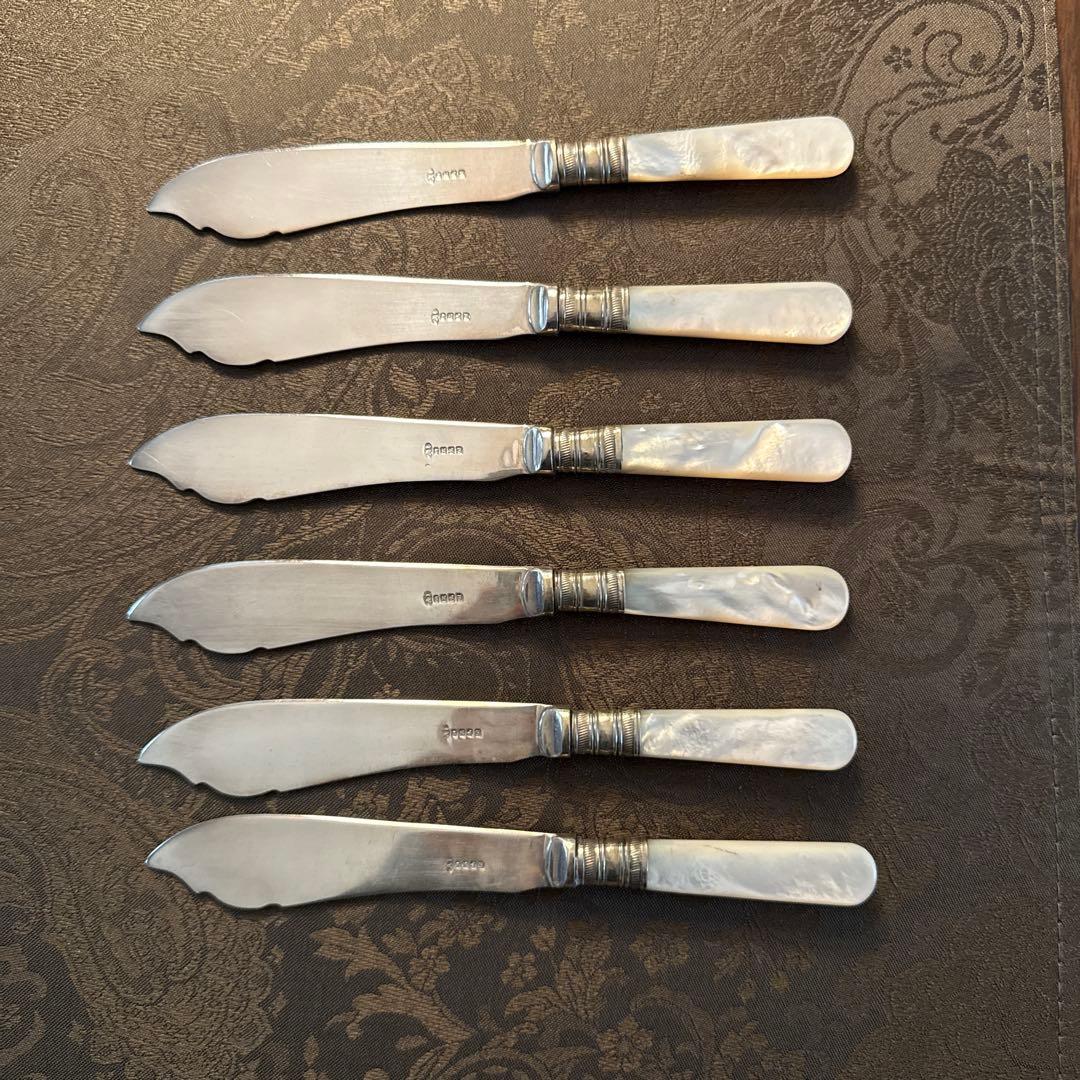 癒*い様 英国クラシック カトラリーセット、アンティーク、白蝶貝のハンドル イギ