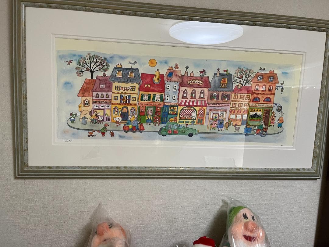 カラフルな街の風景 版画