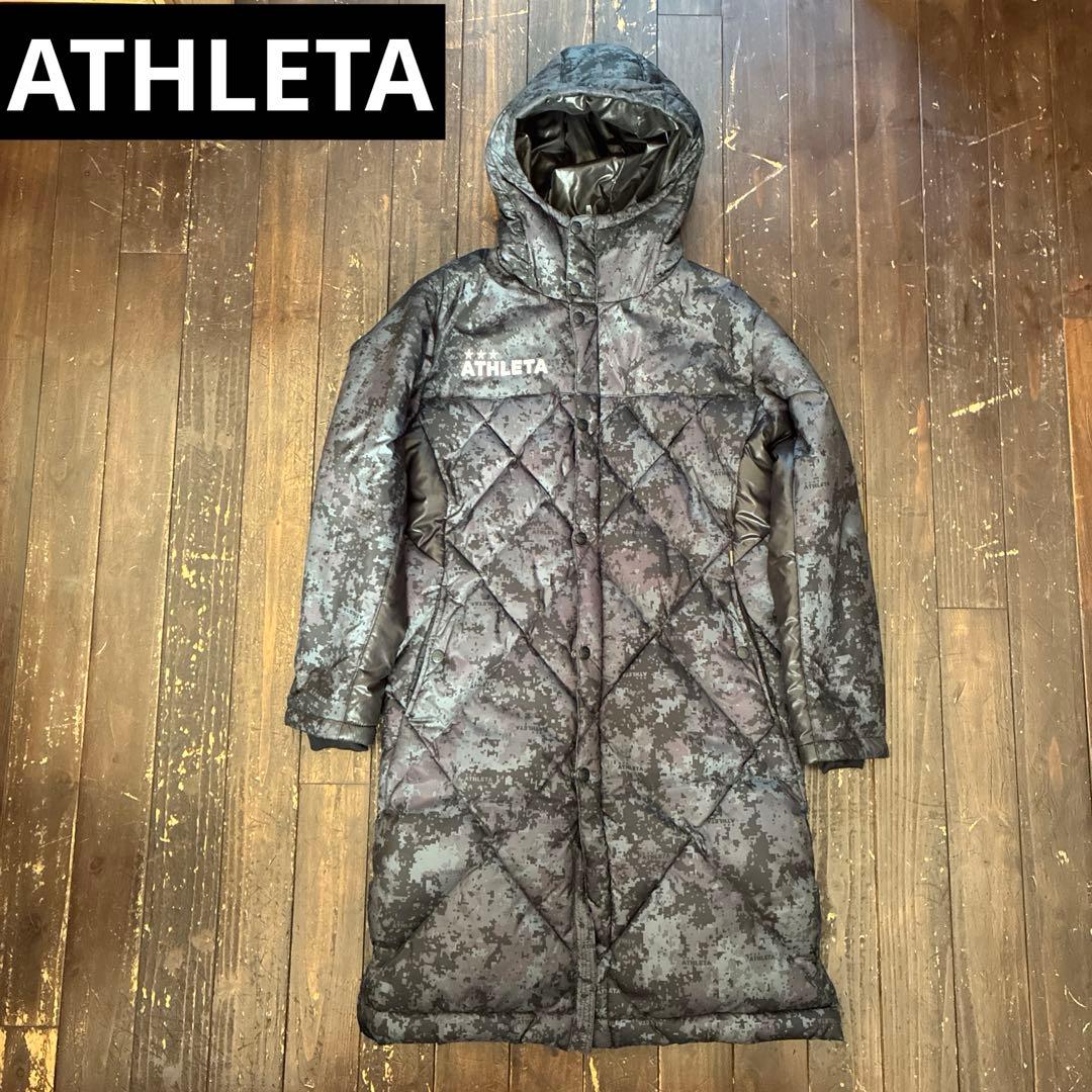 【美品】★ATHLETA アスレタ ベンチコート カモ　ブラック サイズS★