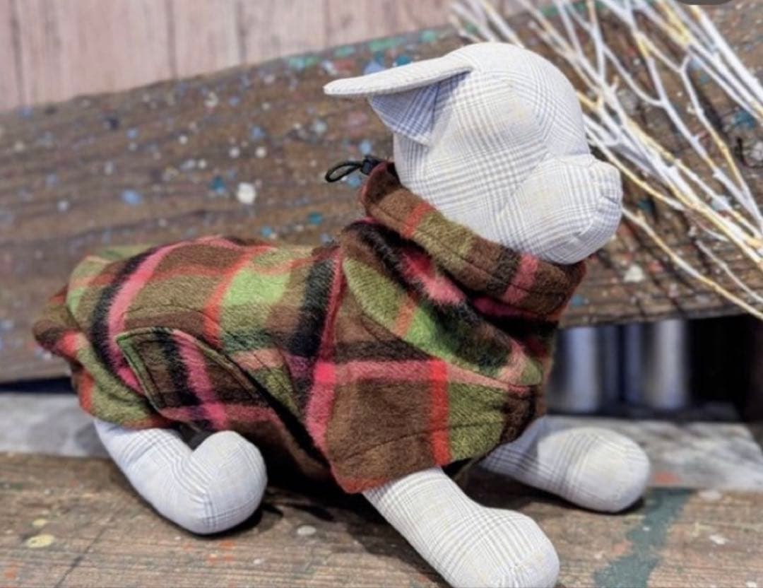 [完売]Cloud7 パウズリビング フリース チェック柄犬服 小型犬用M