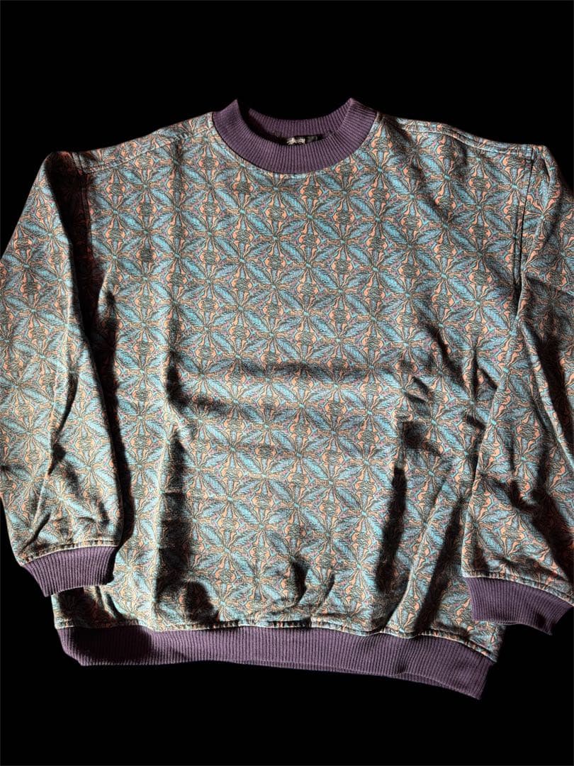 タグ初期　stussy ステューシースウェット総柄old stussy