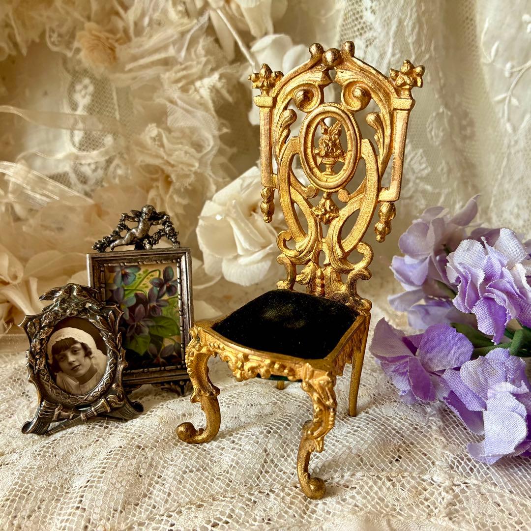 ドールチェア　人形用椅子　ミニチュアジュエリーディスプレイ　フランスアンティーク