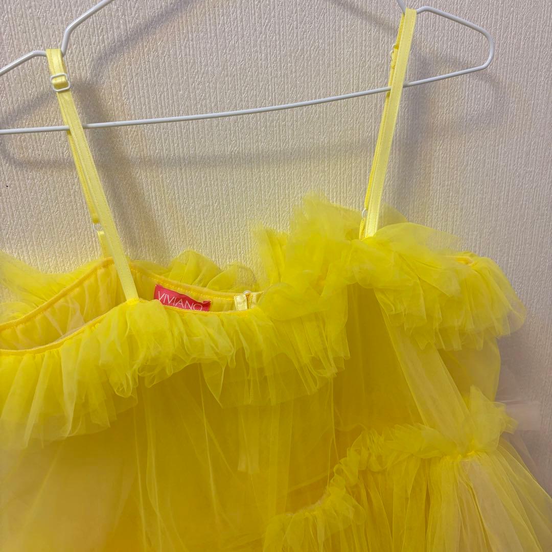 viviano チュール　キャミソール　黄色　ビスチェ アシメトップス　24ss