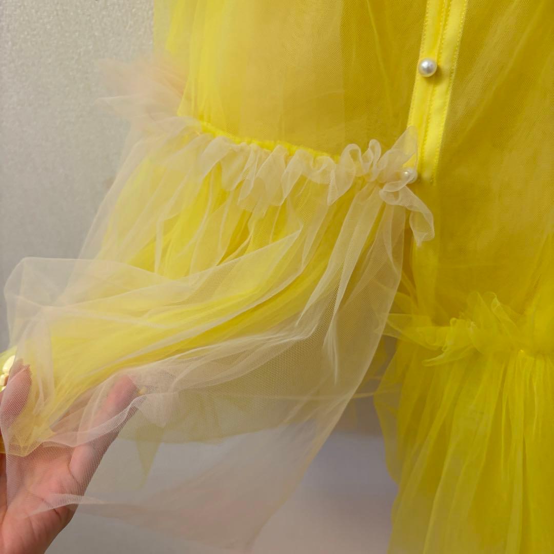 viviano チュール　キャミソール　黄色　ビスチェ アシメトップス　24ss