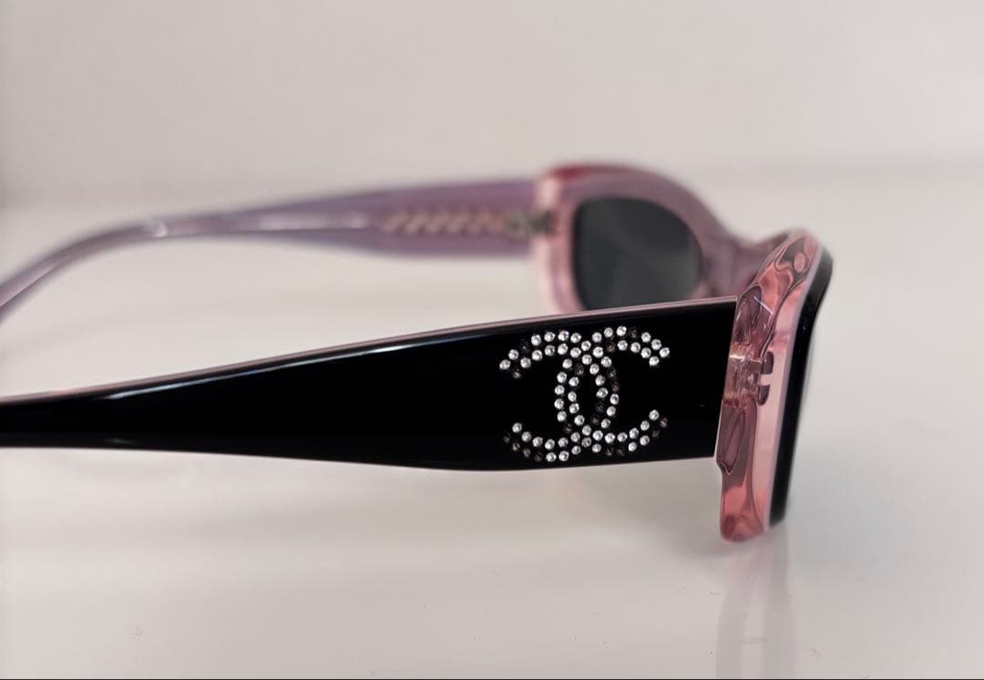 シャネル サングラス ココマーク ラインストーン バイカラー ピンク