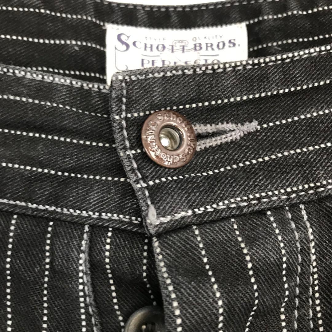 Schott デニムパンツ　34　ブラック　ストライプ