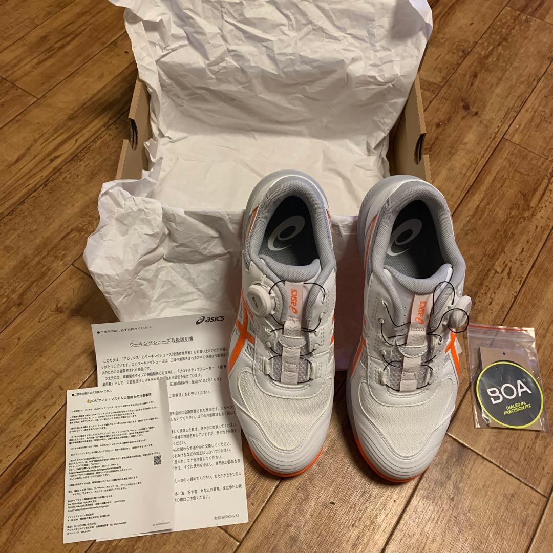 ASICS BOAシステム安全靴 ホワイト/オレンジ26.0