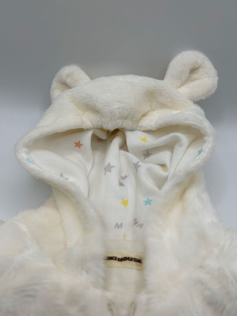 【最終値下】ミキハウス マイクロファーカバーオール ホワイト