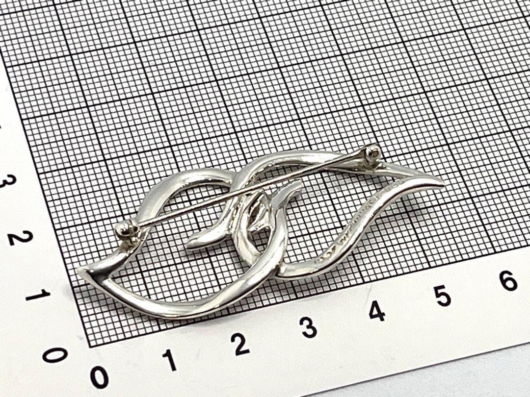 c736 美品　1987 オールド　ティファニー　ダブルリーフ　ブローチ　925