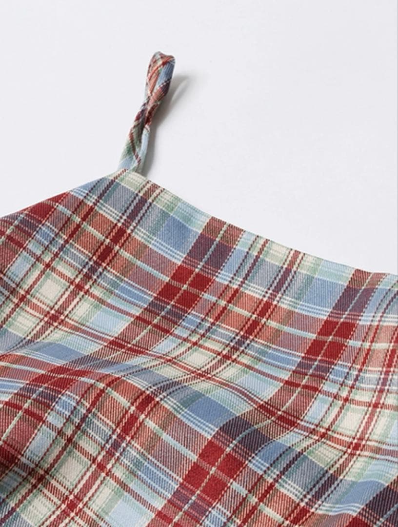LA POMME petit レッドチェック柄パフキャミワンピース