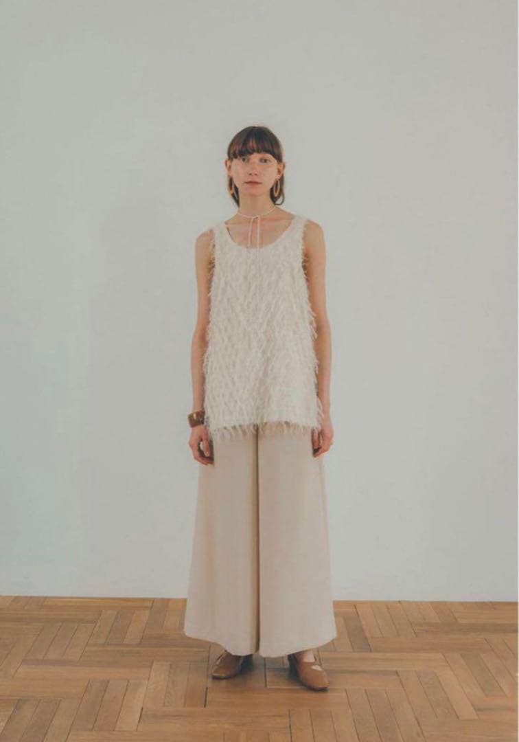 トップス CLANE W FACE CROSS FRINGE TOPS