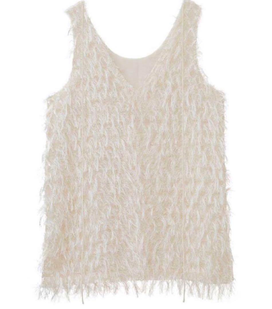 トップス CLANE W FACE CROSS FRINGE TOPS