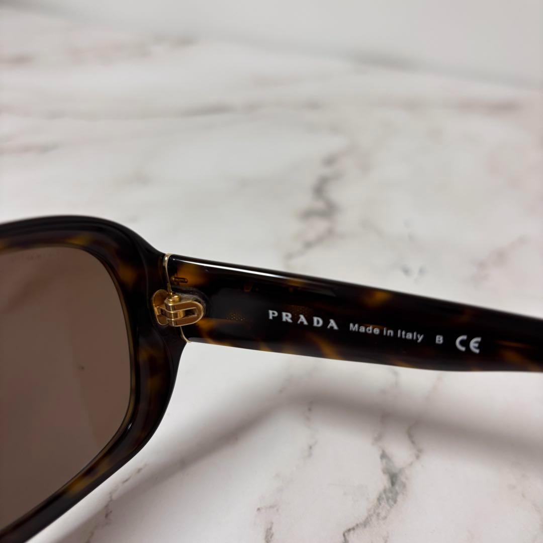 【超美品】 プラダ サングラス ゴールドロゴ ブラウン イタリア産 べっ甲風
