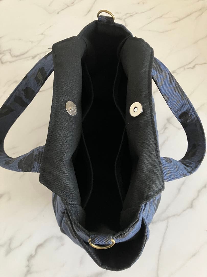 1007 ピエロ　ヒョウ柄デニムリメイクバック　ハンドメイド