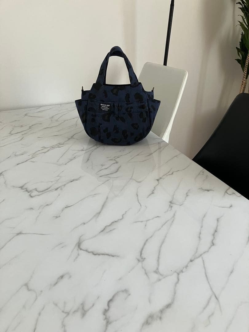 1007 ピエロ　ヒョウ柄デニムリメイクバック　ハンドメイド