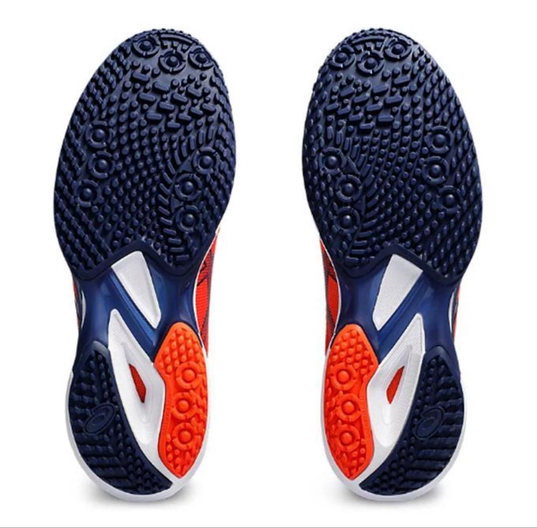 専用ASICS ソリューションスピード オレンジ/ネイビーオムニ用26.5