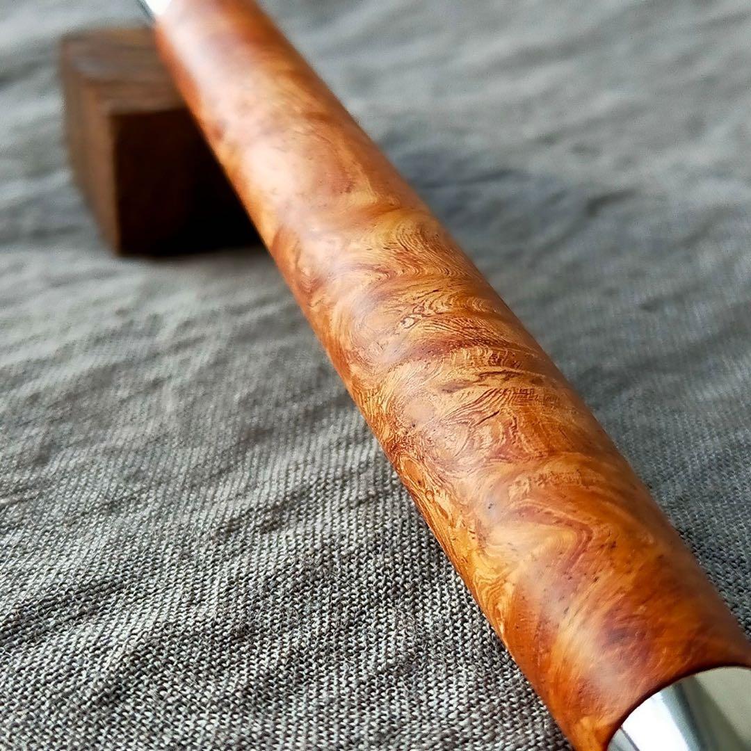 ハンドメイド　木軸ボールペン　花梨瘤　0.5mm　真鍮