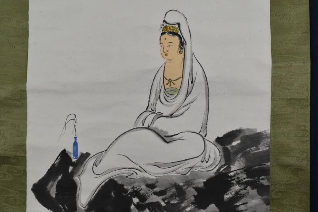 【真作】大谷句佛（彰如）/揚柳観音画賛/掛軸/名家伝来/AA-869