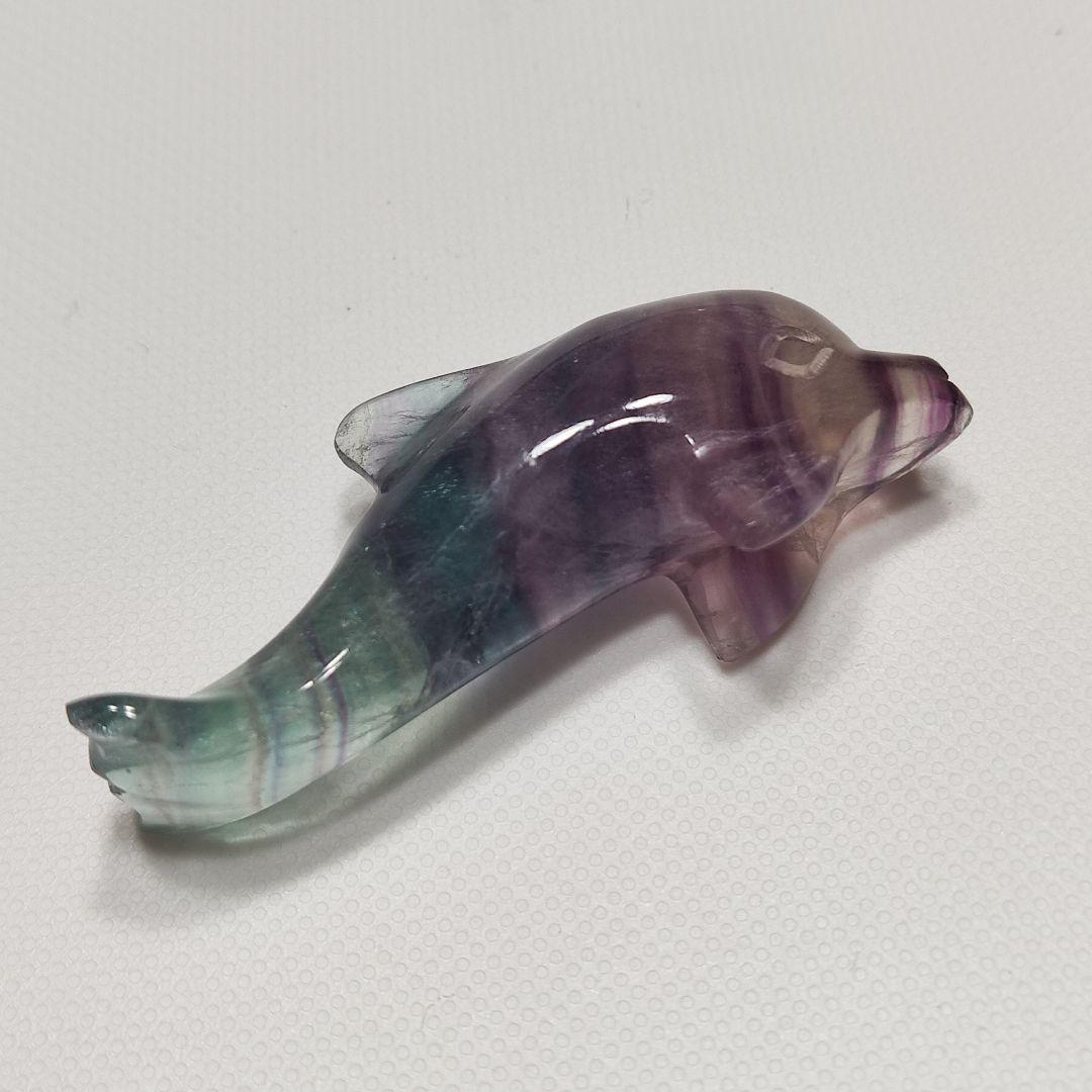 パワーストーン　天然石　レインボーフローライト　イルカ　19g　No.427