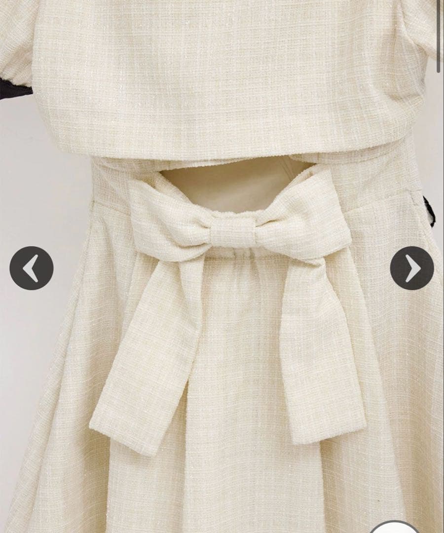 HONEY MEW ハニーミュウ バックリボンツイードワンピ　ホワイト