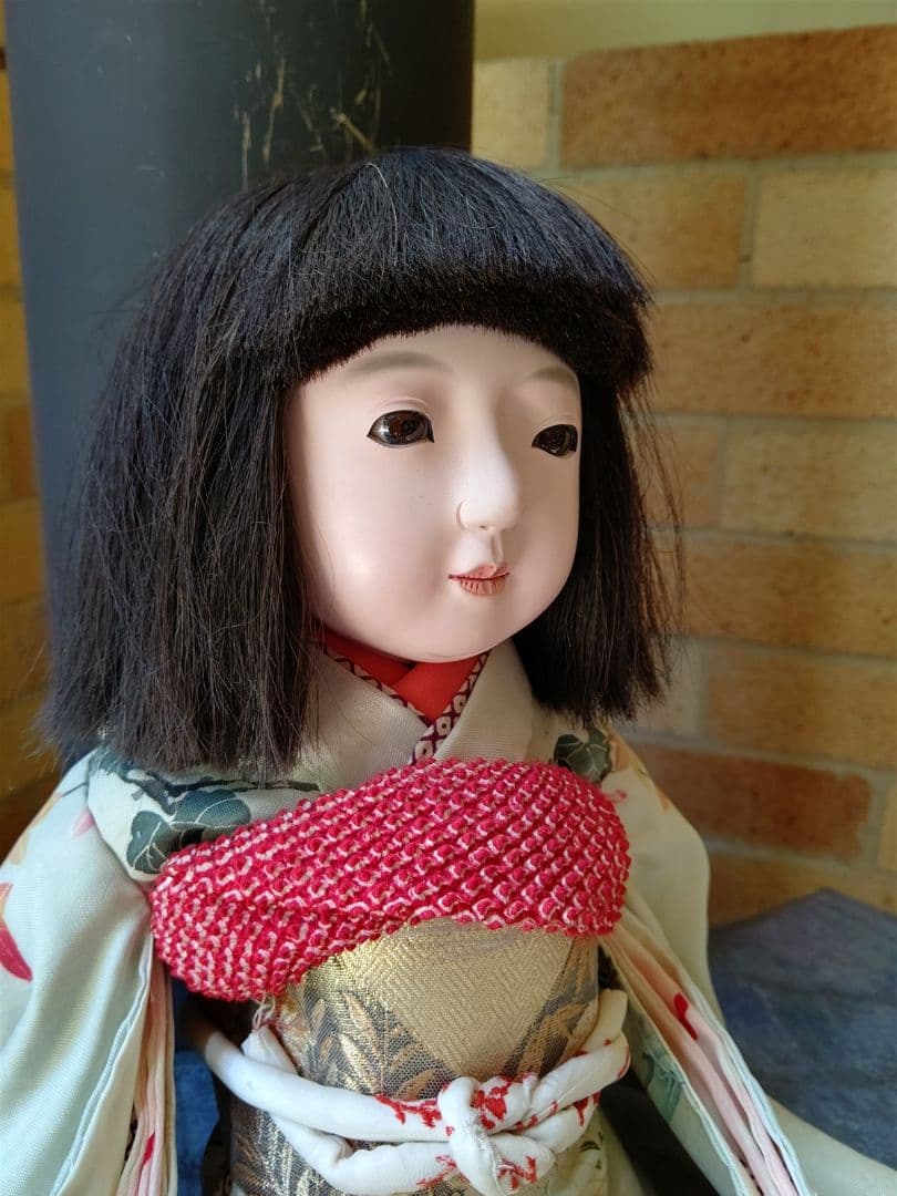 市松人形 銘はありませんが光龍斎です 昭和初期 大正の手描友禅 髪張り替え済み