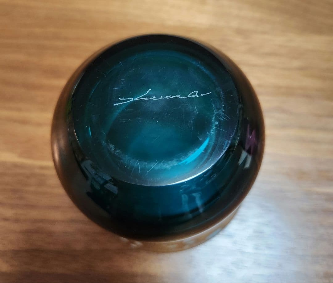 黒木国昭　青赤ガラスぐい呑みセット　箱付