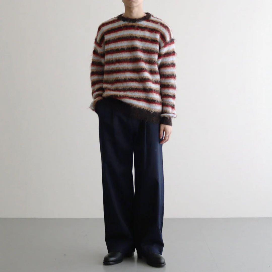 YOKE MOHAIR BORDER SWEATER BROWNxREDサイズ1