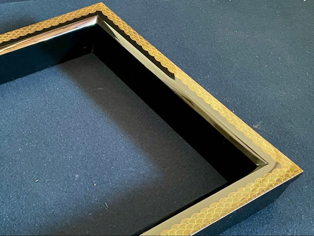 【美品】「母」 青海波 蒔絵 村田 宗覚 炉縁 共箱 茶道具 (1126あ②)