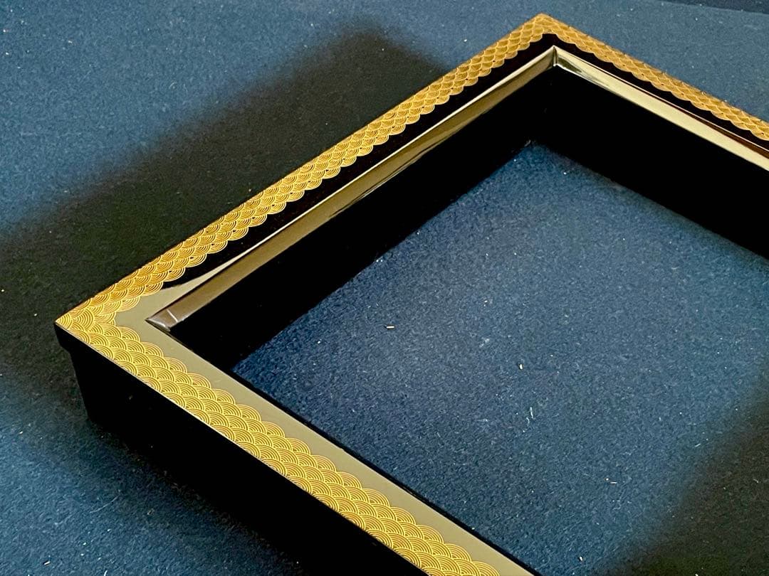 【美品】「母」 青海波 蒔絵 村田 宗覚 炉縁 共箱 茶道具 (1126あ②)