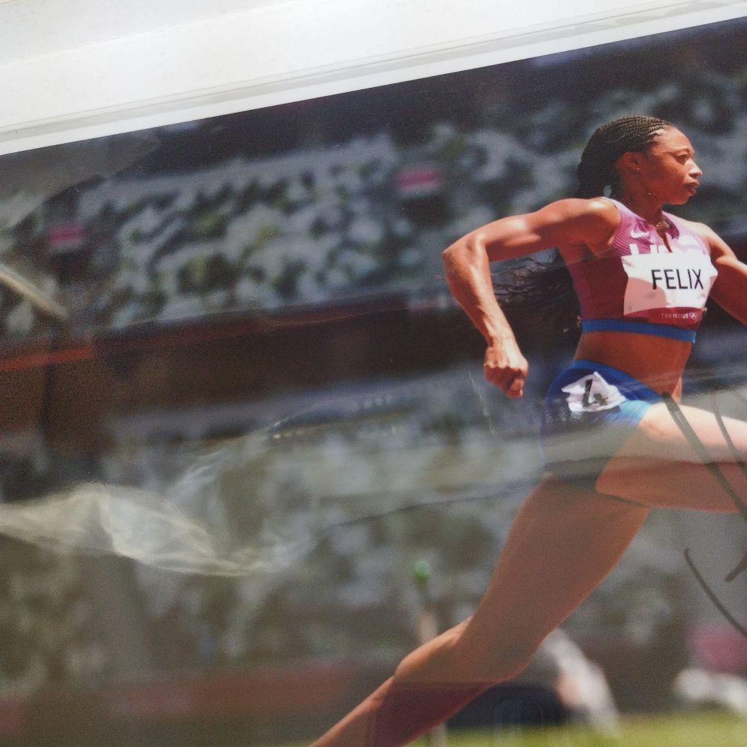 オリンピック陸上短距離金メダリスト　アリソン・フェリックス　直筆サイン入りフォト