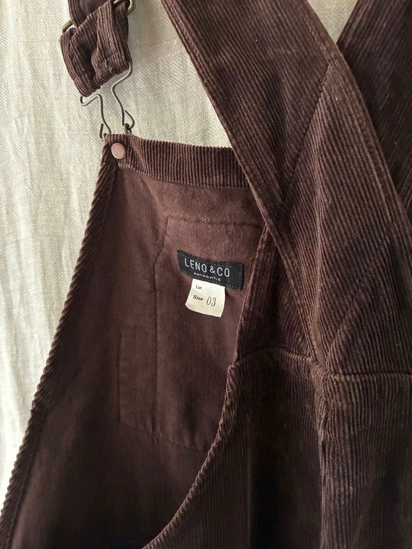 【希少サイズ】LENO&CO コーデュロイ ダークブラウン　オーバーオール　03