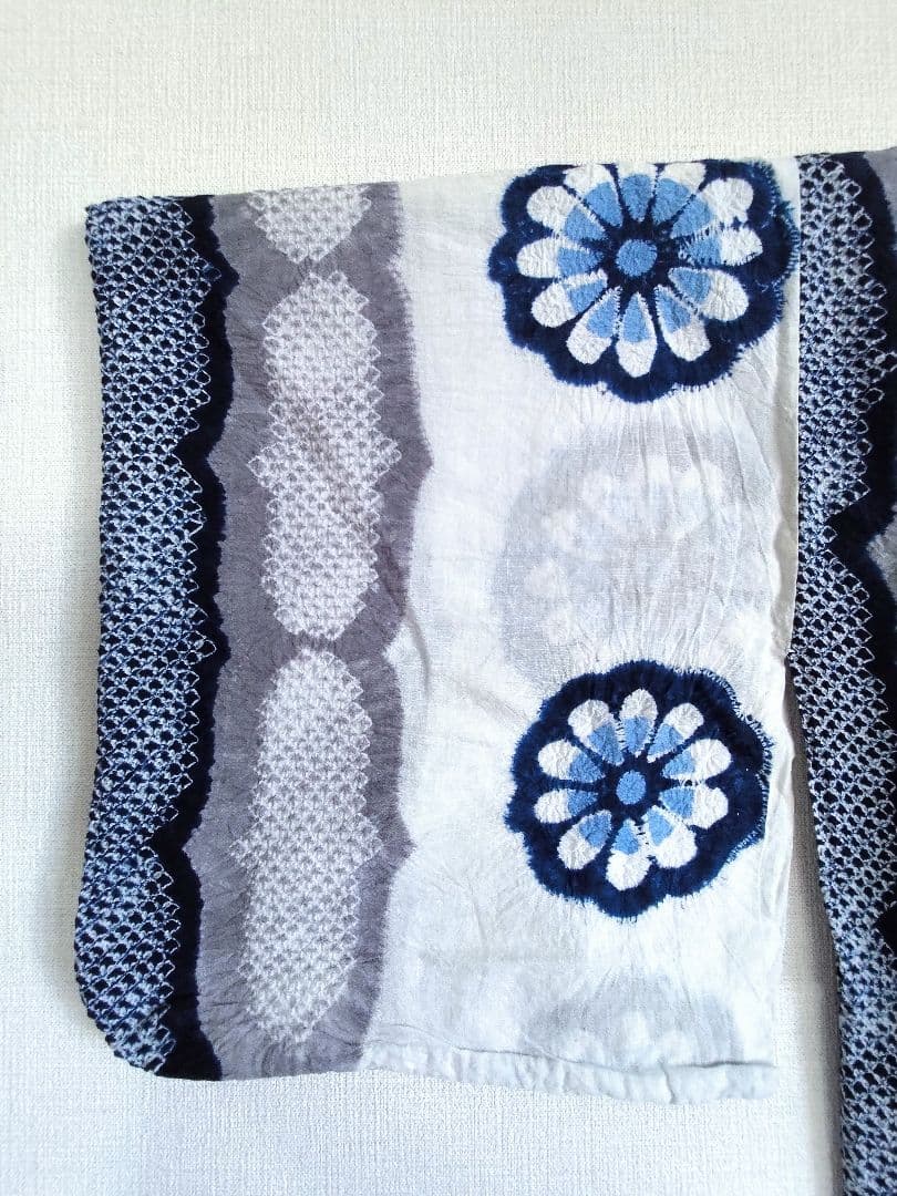 浴衣有松絞り白藍色灰色縦縞花柄ホワイトネイビーグレー紺色単衣木綿着物マーガレット