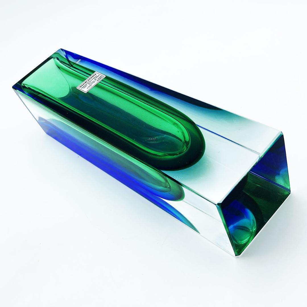 ヴェネチアガラス ムラノ Mandruzzato 花瓶 グリーン＆ブルー