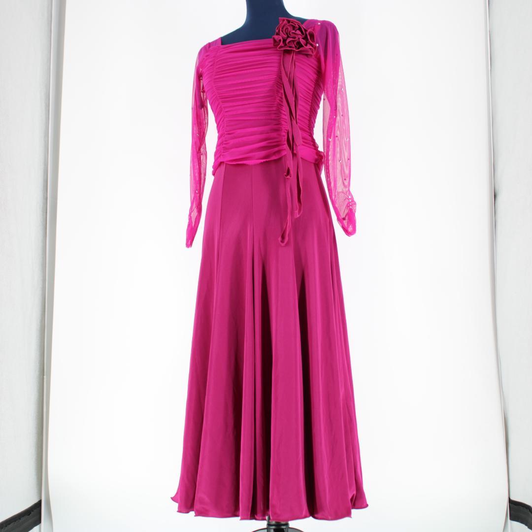 【美品 日本製 社交ダンス衣装】パープル SUNLINE ワンピース ドレス