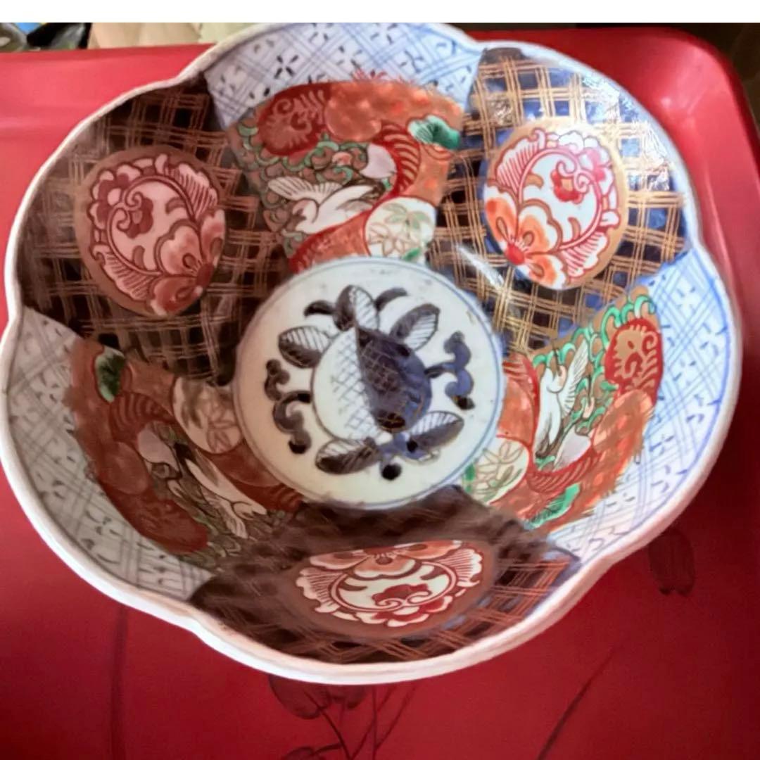 2242様感謝‼️春‼️伊万里錦手向付おひたしにはこれ‼️桃手鶴六弁花在銘向付鉢 5客