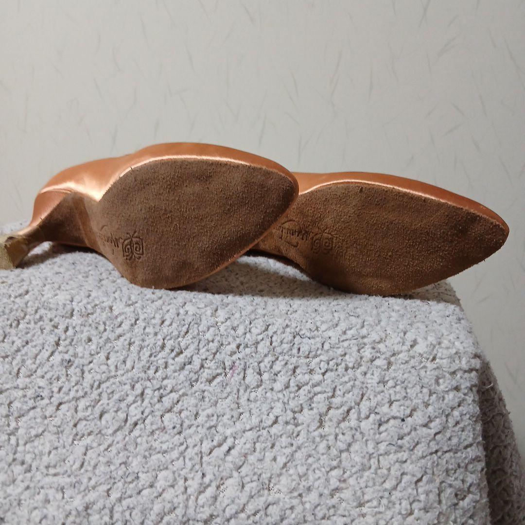 モニシャンオレンジ サテン社交ダンスシューズ