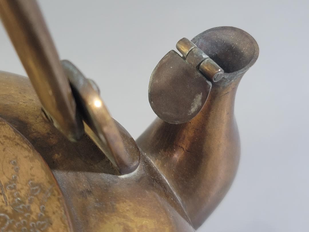 茶道具 鍍金 銅水注 瓶 時代物 DT534