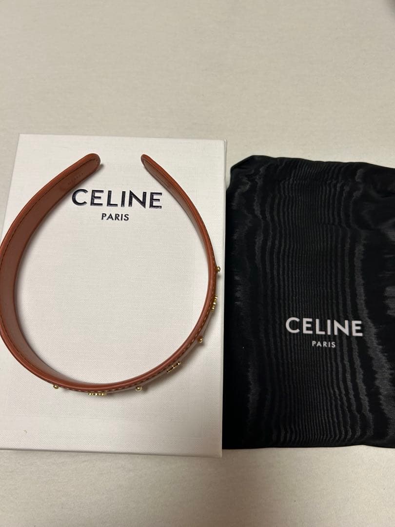 ブラウンレザー ゴールドスタッズ ヘッドバンド