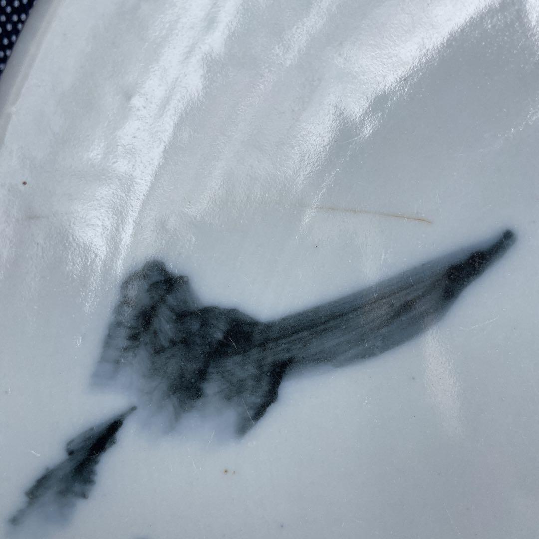 7寸染付絵皿　山水画　骨董品