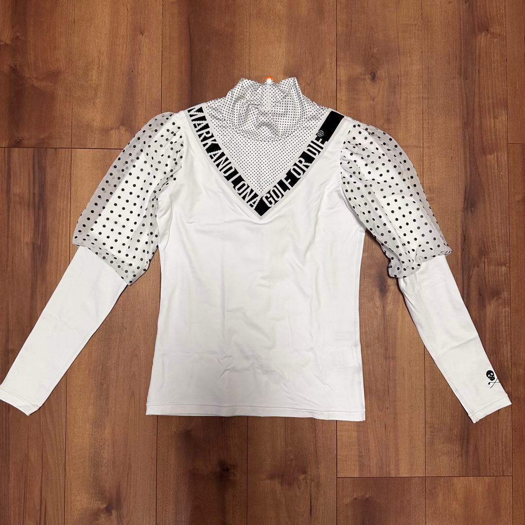 マークアンドロナ　長袖モックネック　サイズ36 ホワイト　美品　ゴルフウェア