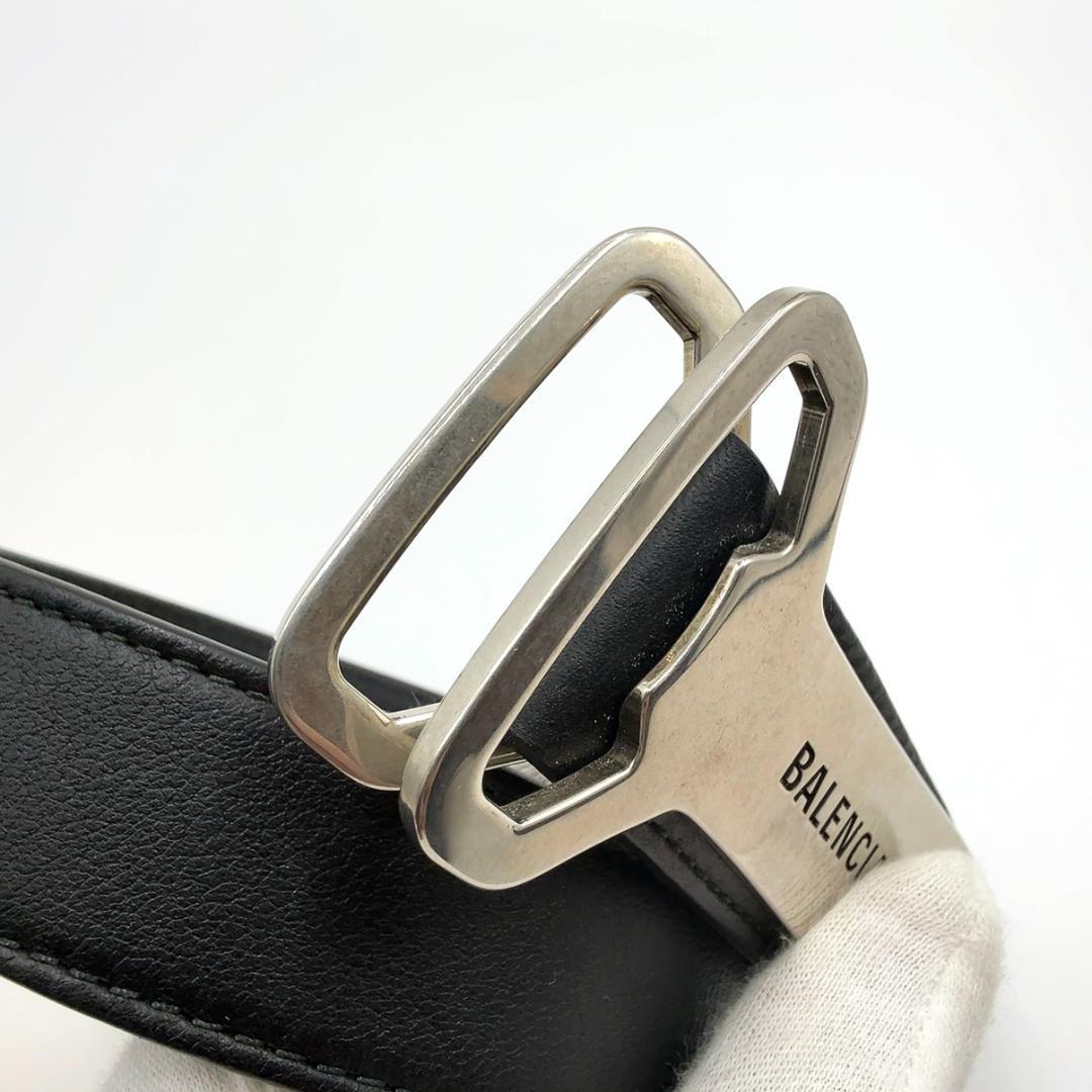◇バレンシアガ◇741613/レザー/ベルト/ブラック/シルバー