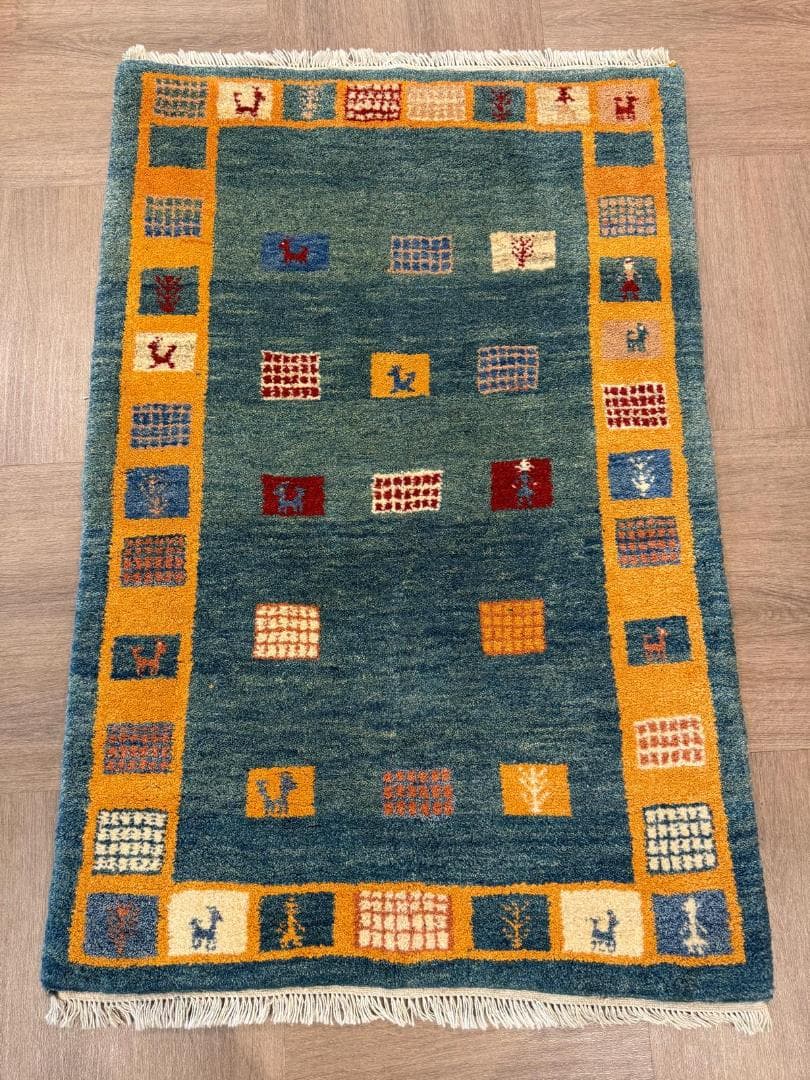 ギャッベ 152x102cm ペルシャ絨毯 手織り ギャベ 玄関マットラグ 絨毯