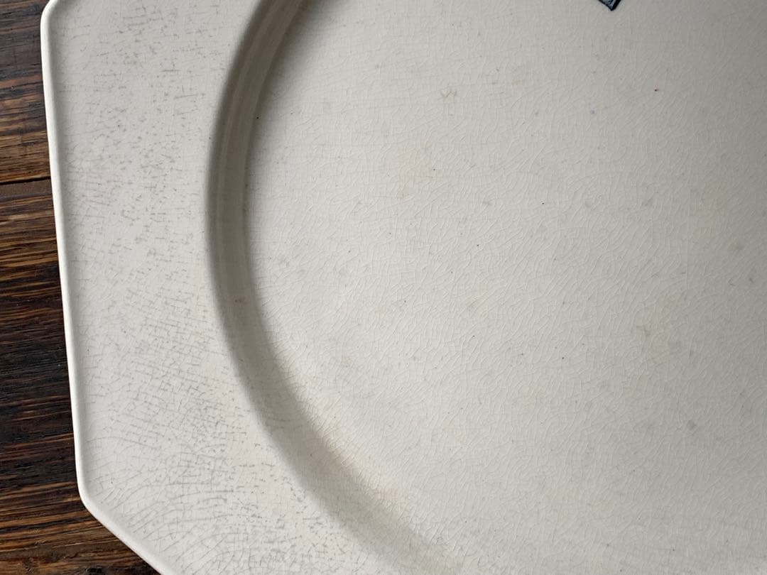 フランス アンティーク オクトゴナルプレート モノグラム