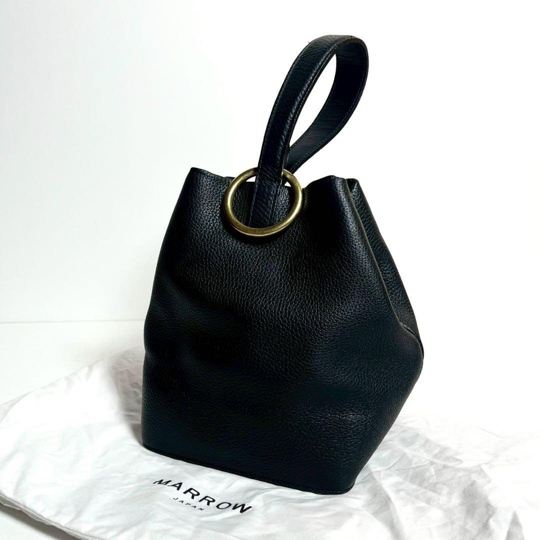 【未使用に近い✨】マロウ Ring Handle ブラック ハンドバッグ シボ