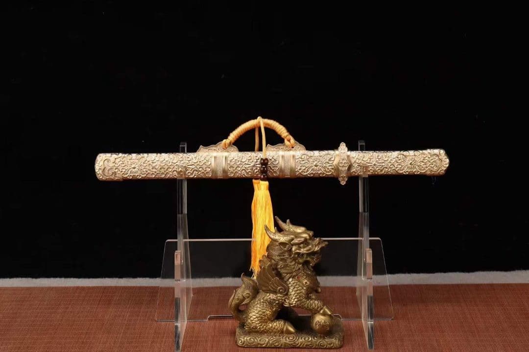 【銅鞘短唐刀】20231750古兵器 武具　刀装具 日本刀 模造刀 居合刀 短刀