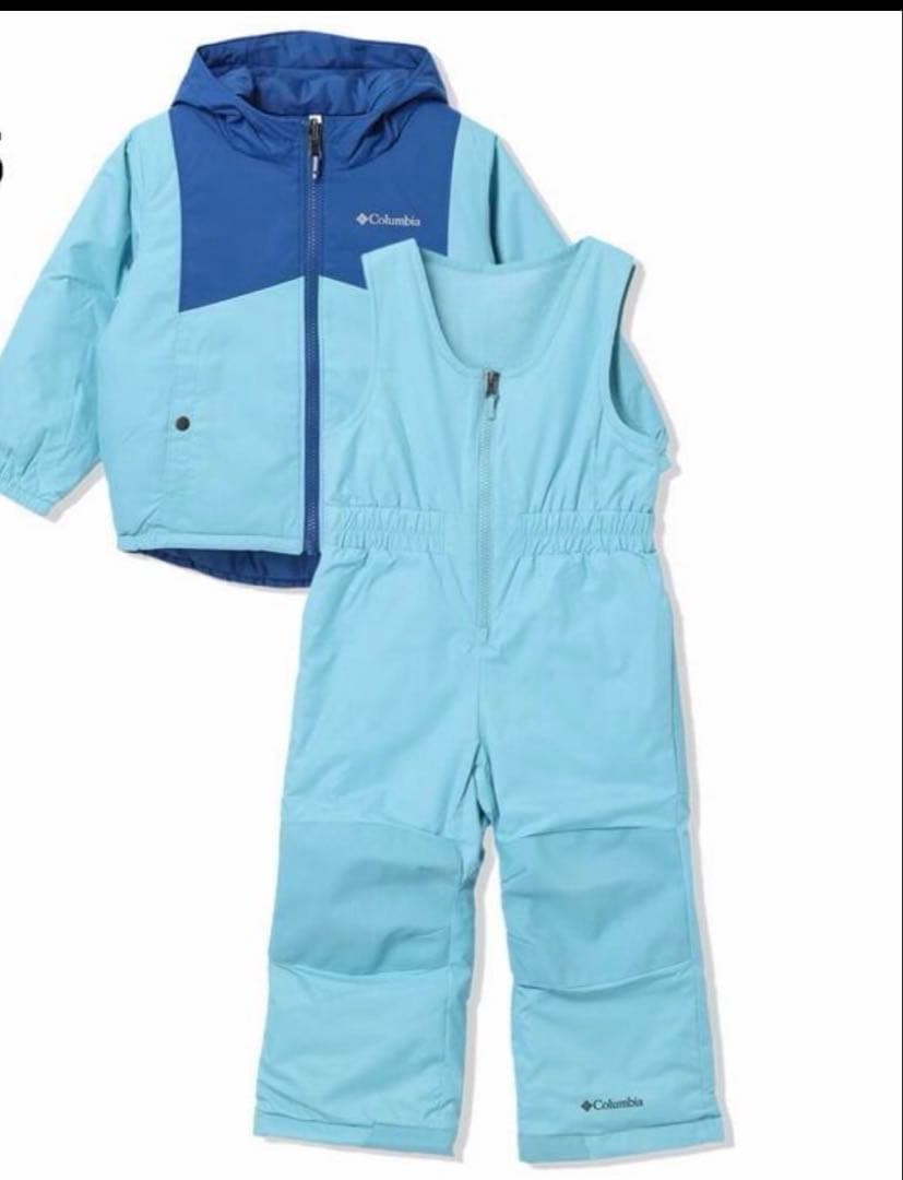 Columbia 子ども用スキーウェア 水色と青 フード付き サイズXS